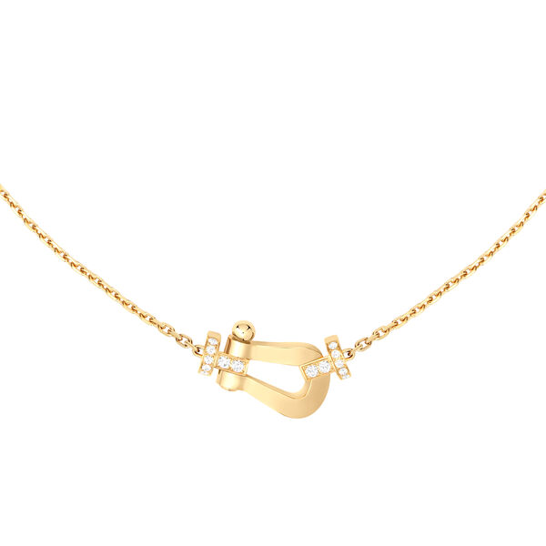 Force 10 Large Yellow Gold and Half Pav&eacute; Diamond Necklace